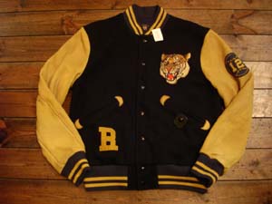 Double RL / Varsity Jacket with Tiger Patch: Cosmic Jumper - Retro